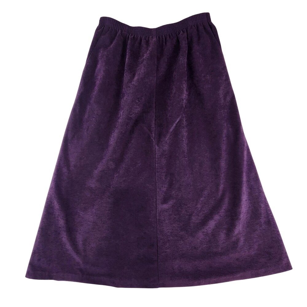 Bobbie Brooks Skirt Womens Medium Purple Velvet A Line Midi Elastic Waist